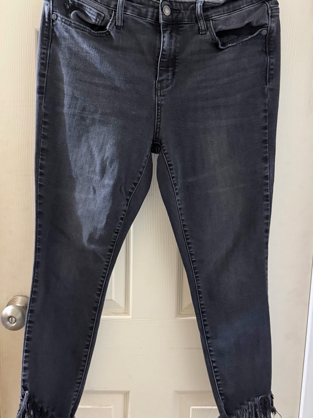 Judy Blue Charcoal Skinny Jeans with Frayed Hem